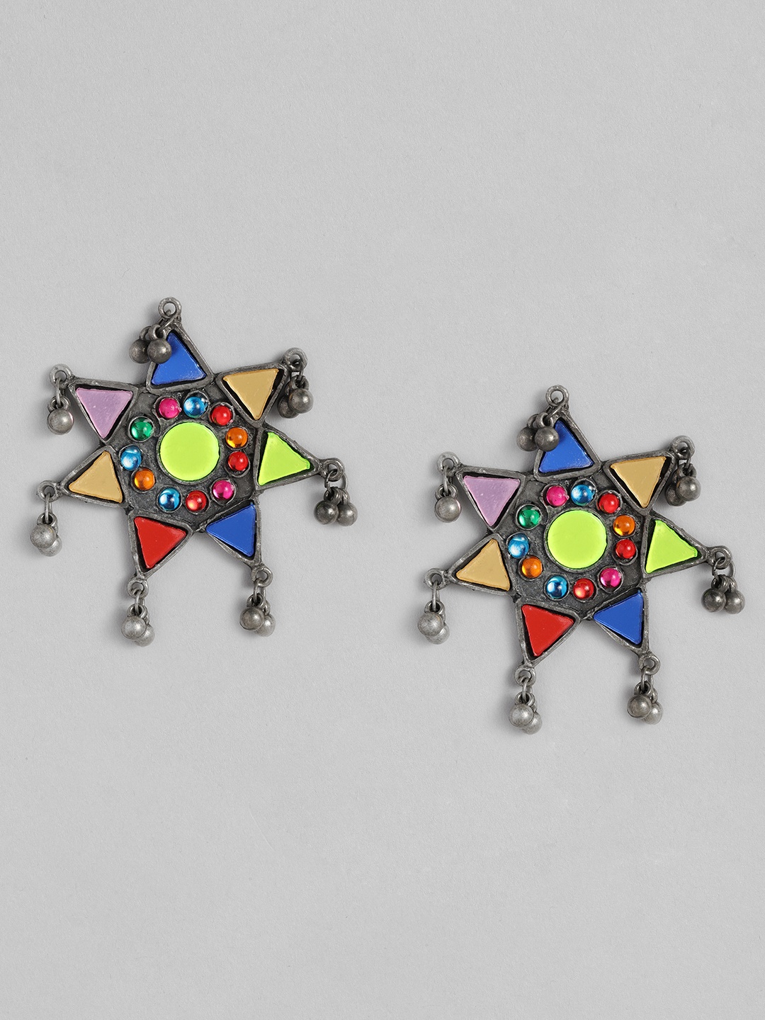

Sangria Multicoloured Star Shaped Drop Earrings, Multi
