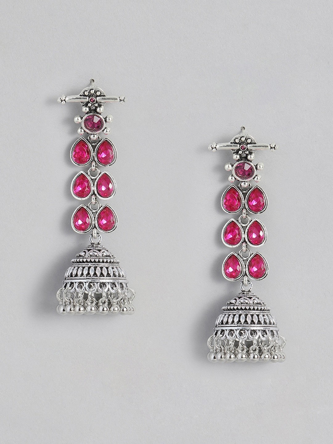 

Sangria Oxidised Dome Shaped Jhumkas, Silver