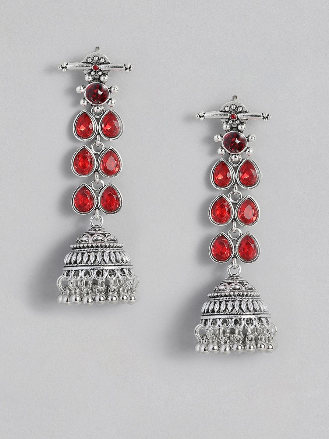 

Sangria Oxidised Dome Shaped Jhumkas, Silver