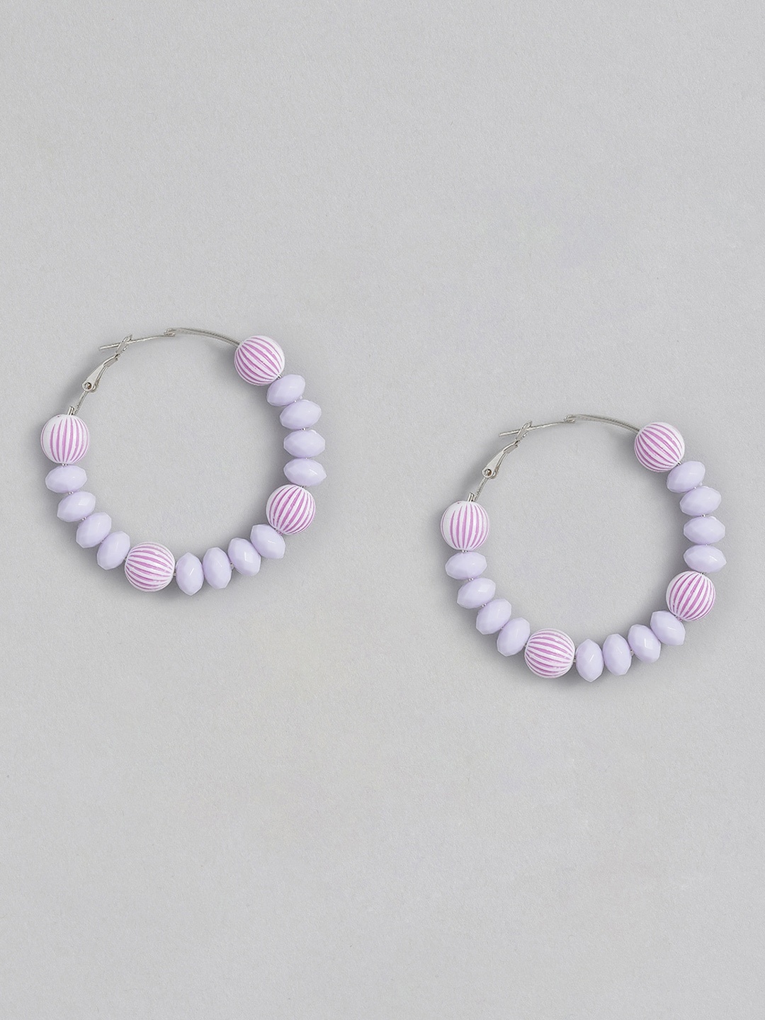

Sangria Beaded Circular Design Hoop Earrings, Silver