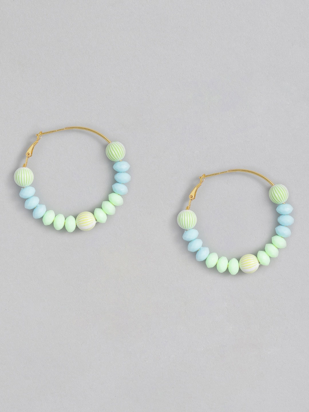 

Sangria Beaded Circular Design Hoop Earrings, Gold