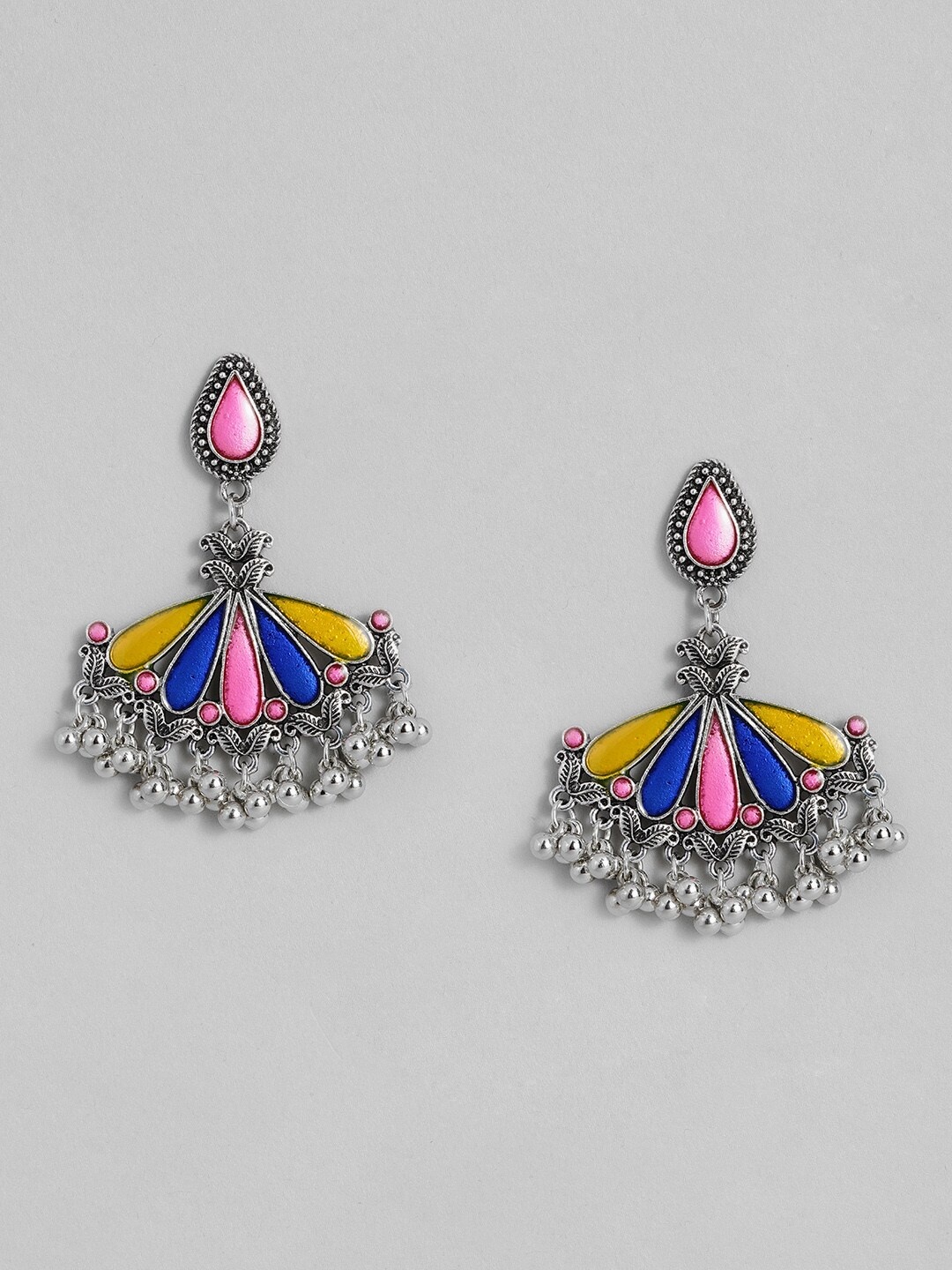 

Sangria Enamelled Teardrop Shaped Drop Earrings, Silver