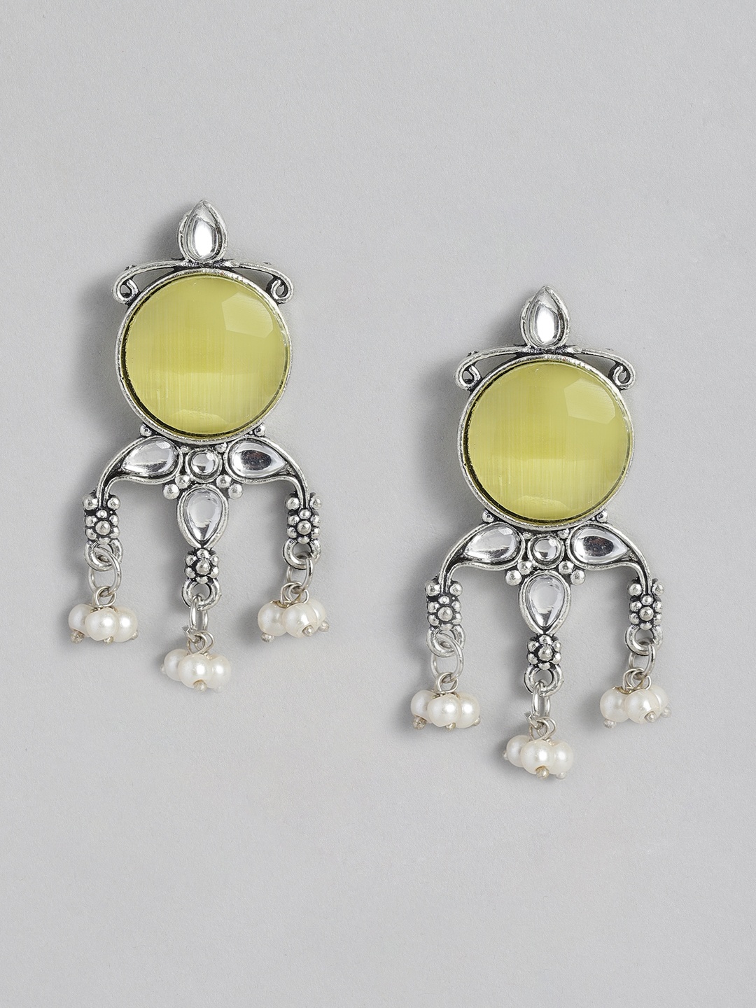 

Sangria Women Oxidised Circular Drop Earrings, Silver