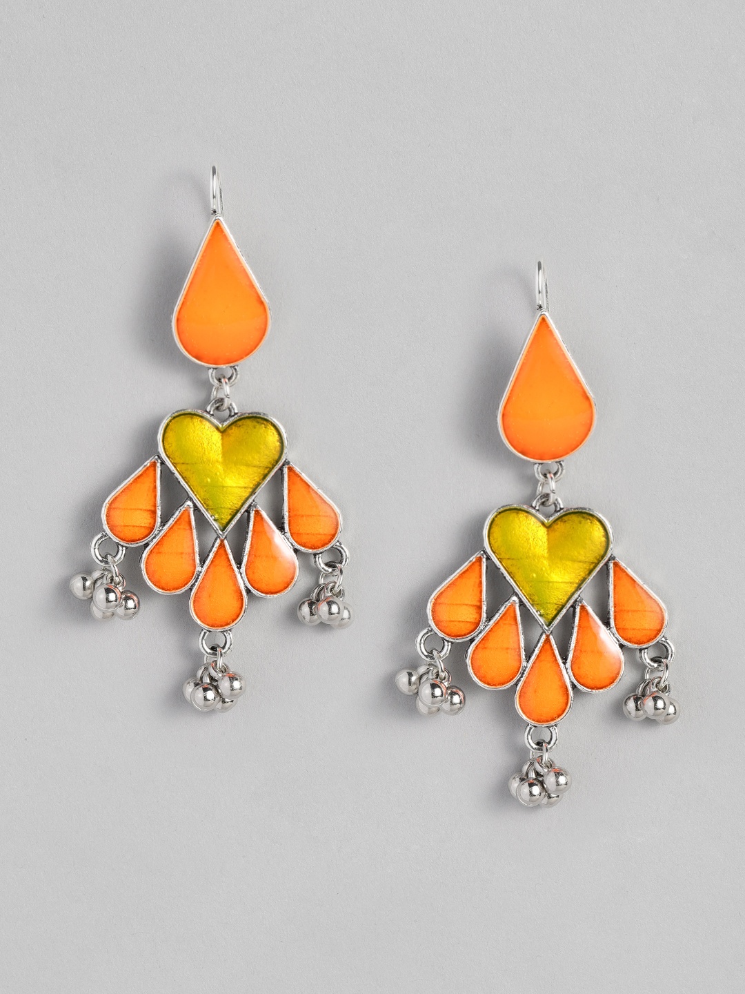 

Sangria Heart Shaped Enamelled Drop Earrings, Orange