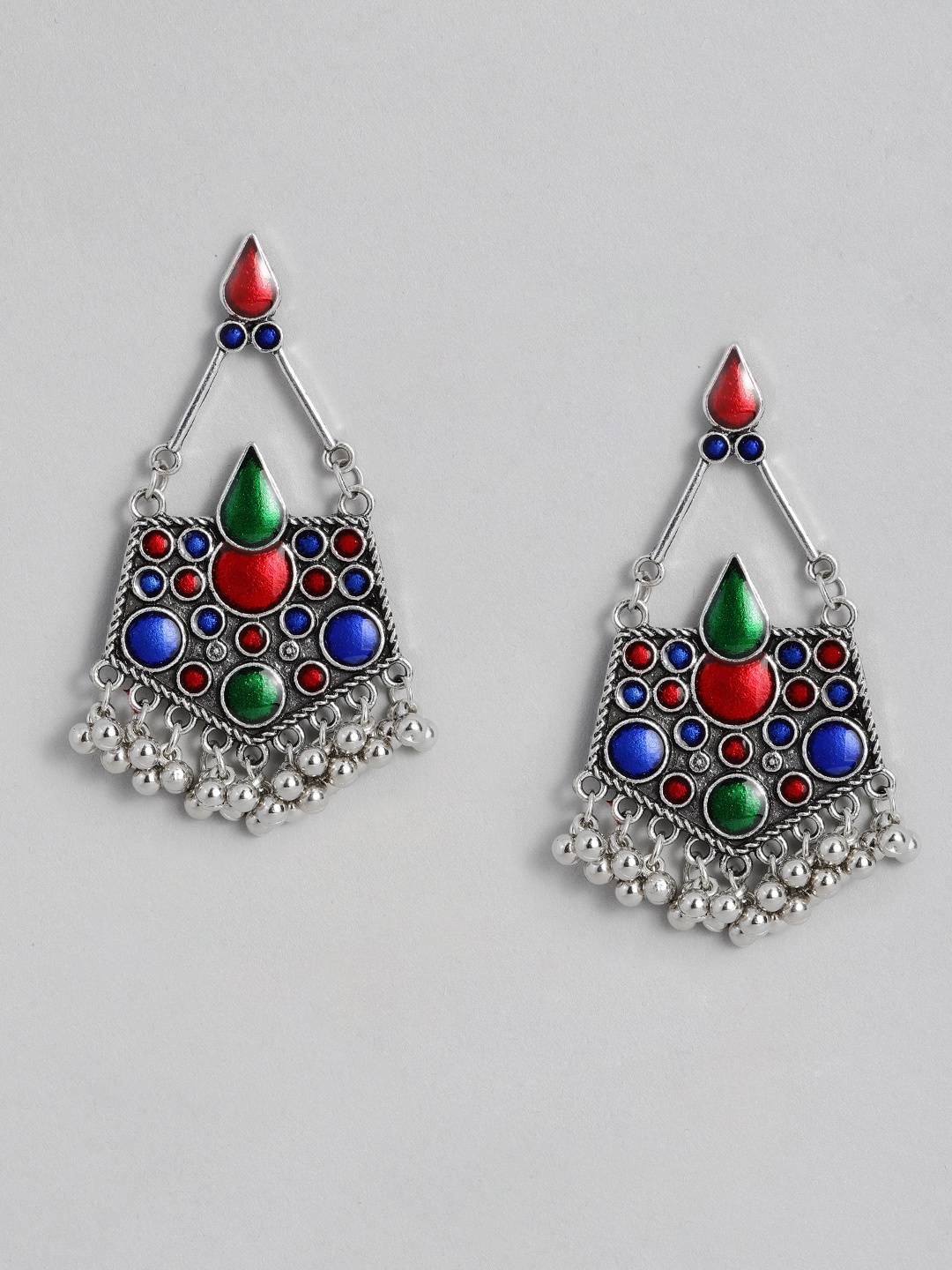 

Sangria Geometric Ethnic Style Enamelled Drop Earrings, Multi
