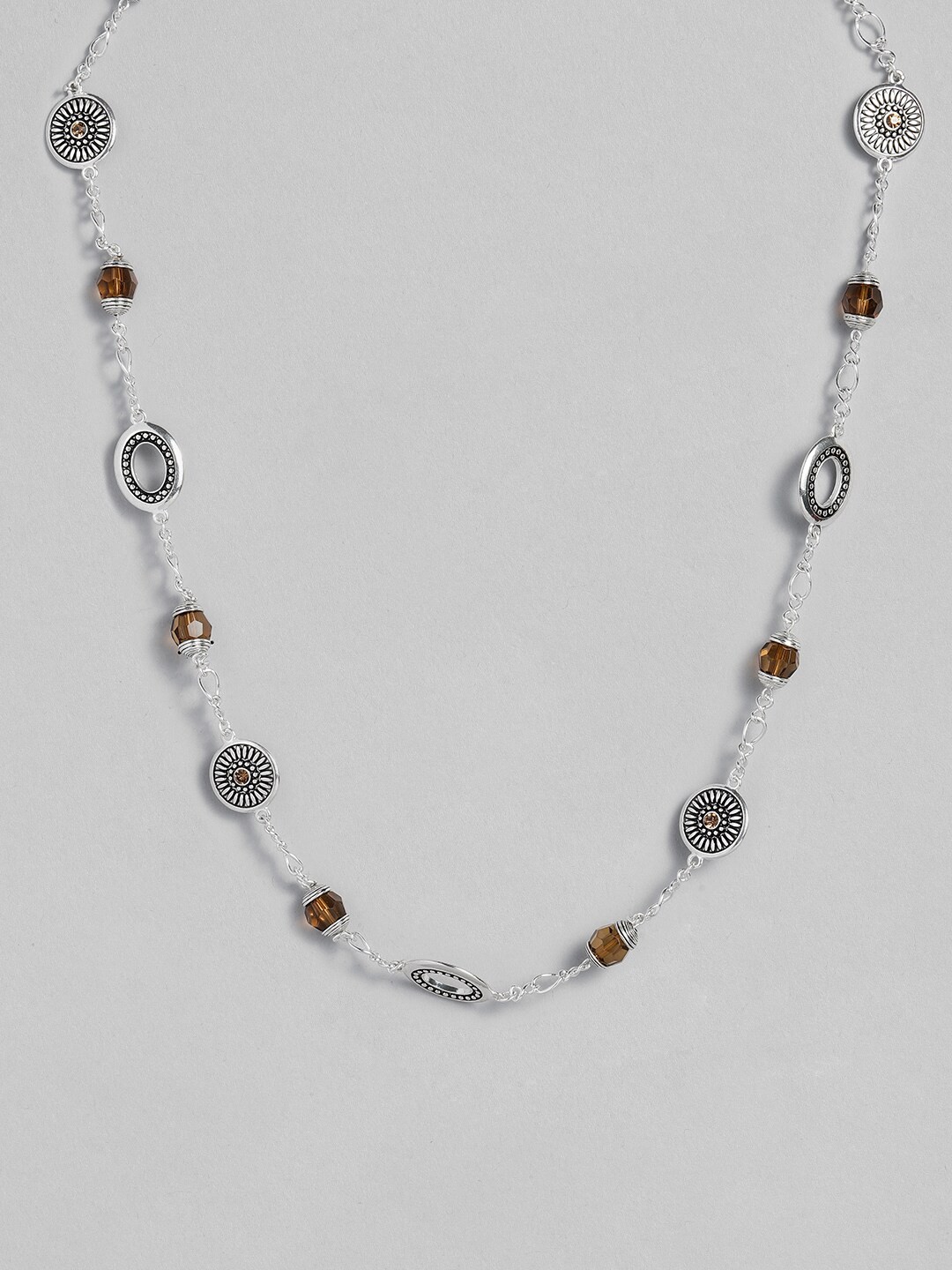 

Sangria Women Silver-Toned & Brown Necklace
