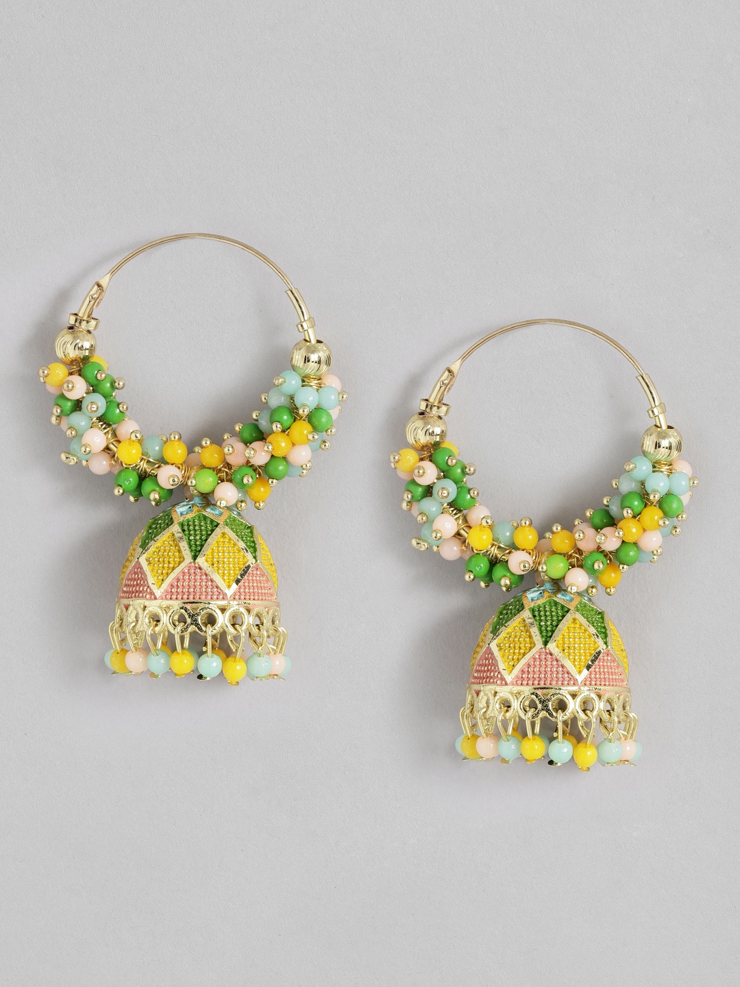 

Sangria Beaded Dome Shaped Jhumkas, Green