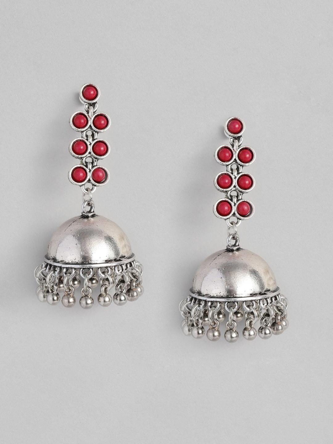 

Sangria Studded Dome Shaped Jhumkas, Silver
