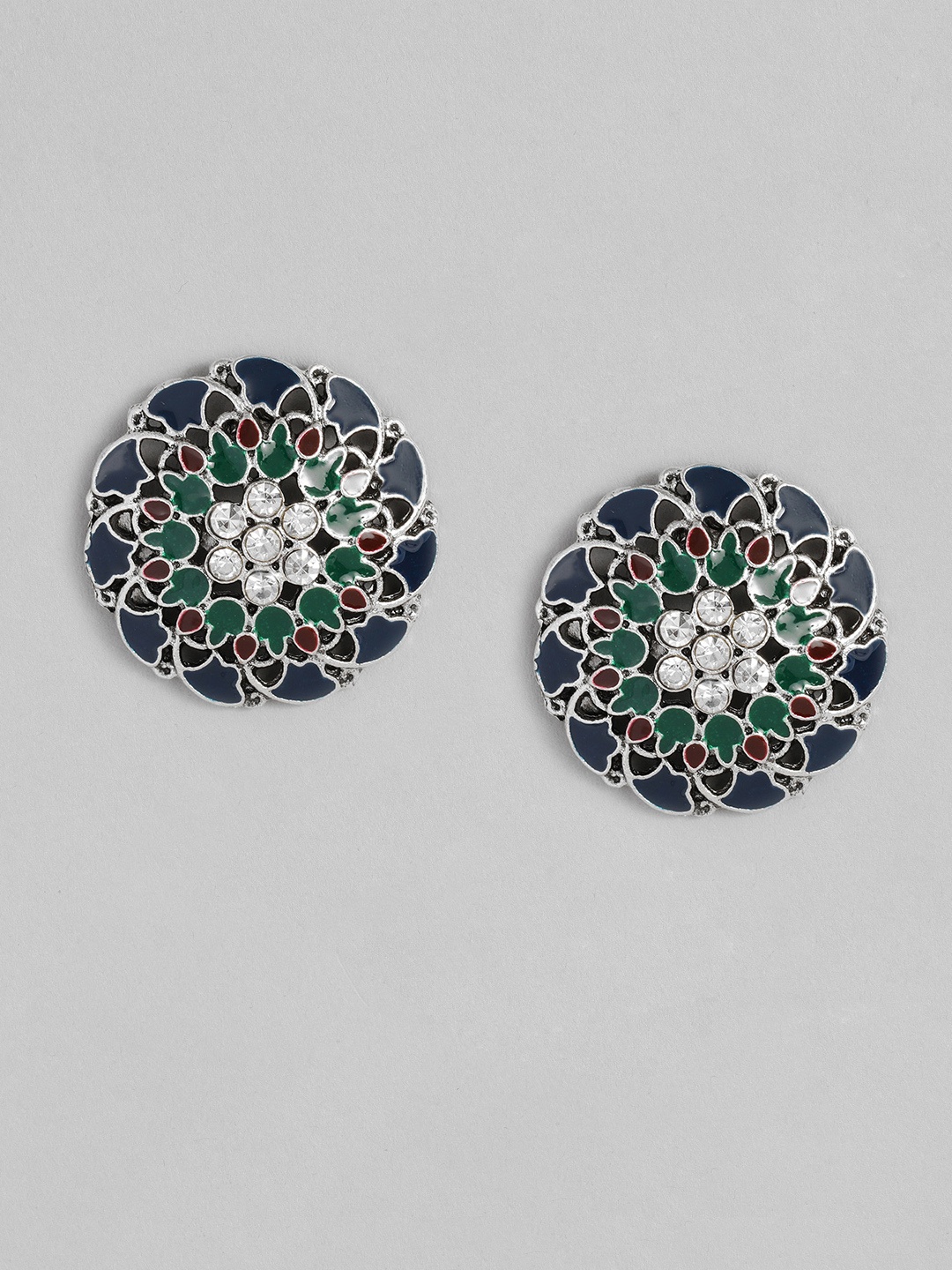 

Sangria Multi-Coloured Enamelled Stone Studded Oversized Studs