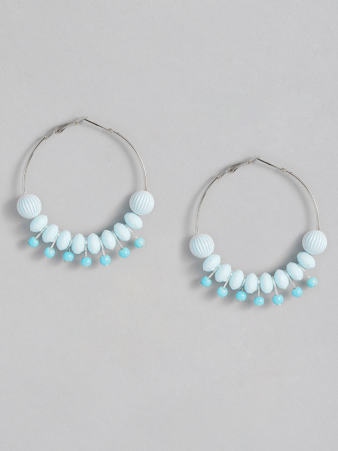 

Sangria Beaded Circular Design Hoop Earrings, Blue