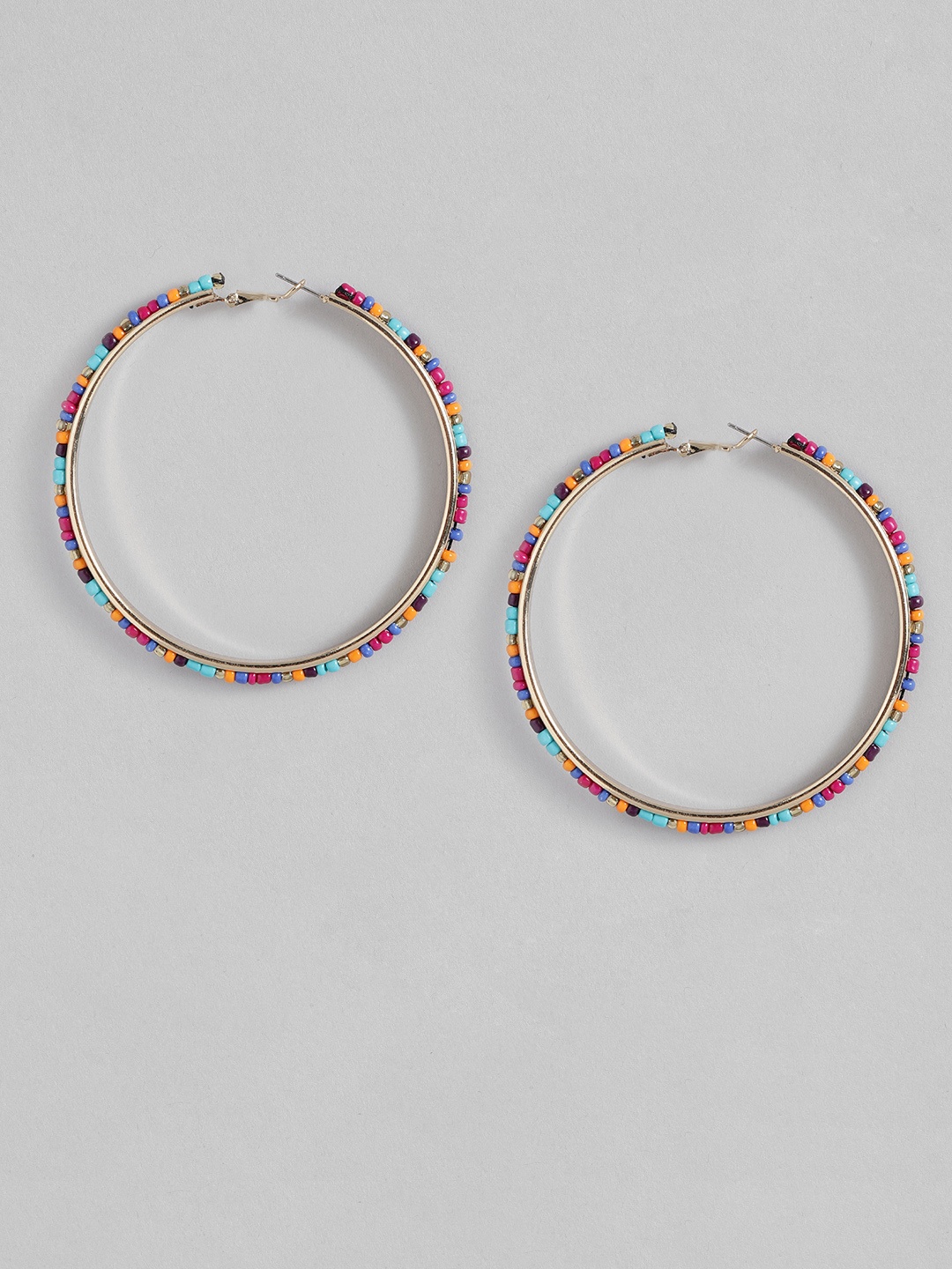

Sangria Multicoloured Beaded Circular Hoop Earrings, Multi
