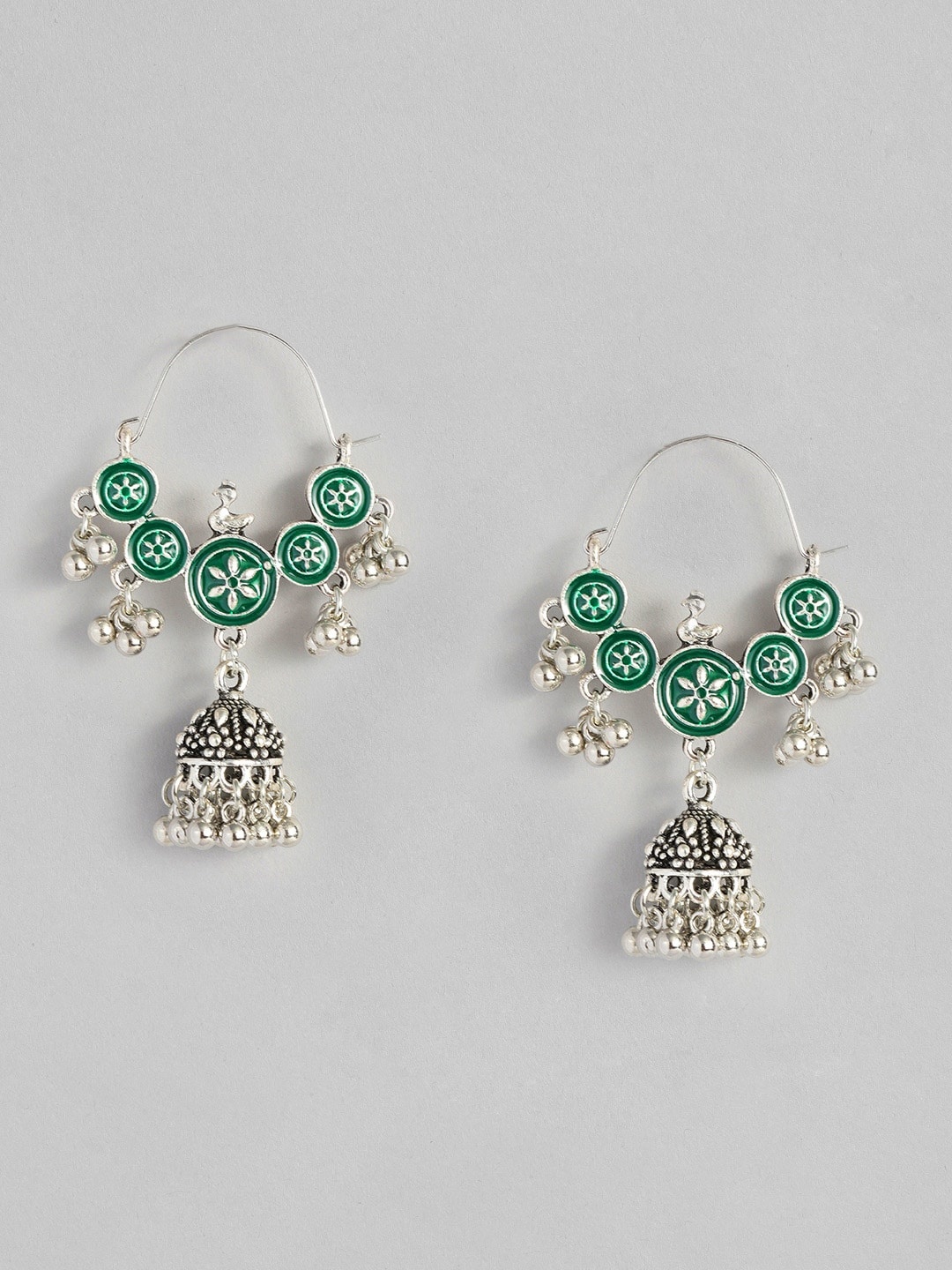 

Sangria Dome Shaped Oxidised Jhumkas Earrings, Silver