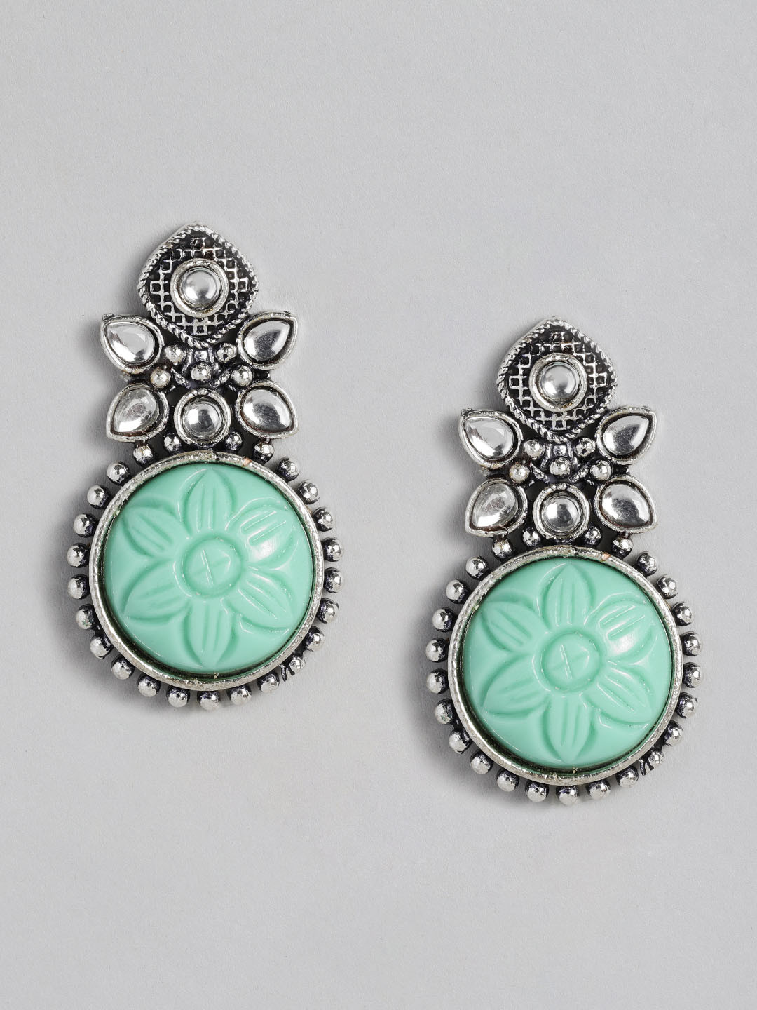 

Sangria Women Geometric Oxidised Drop Earrings, Silver