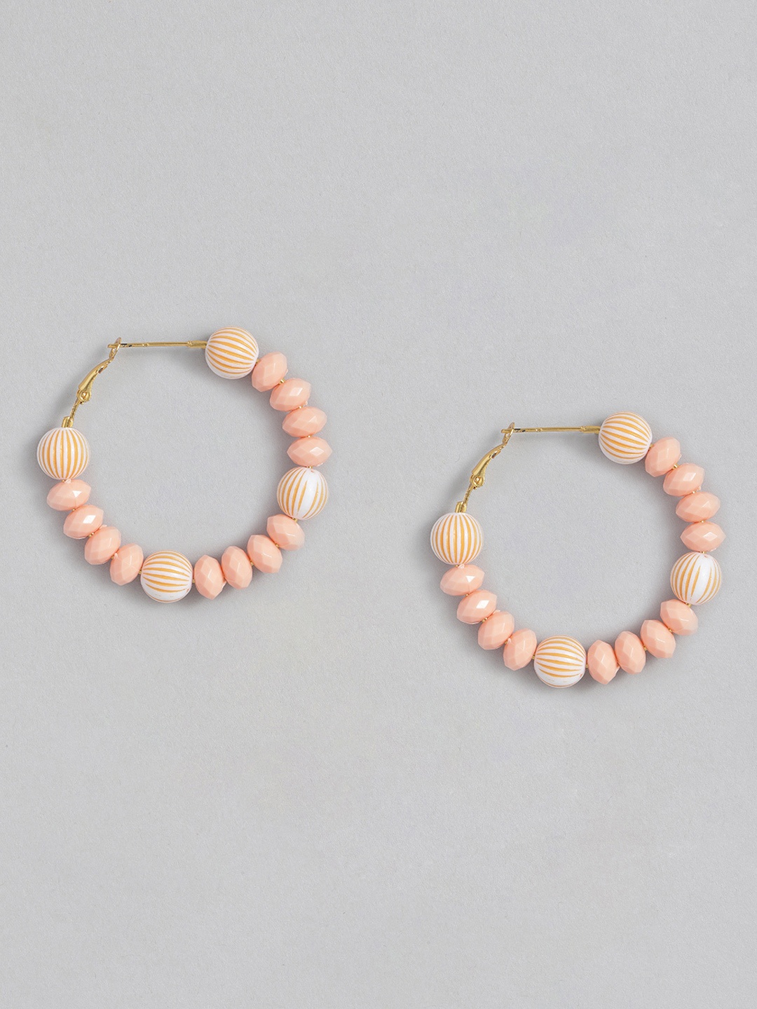 

Sangria Beaded Circular Design Hoop Earrings, Gold