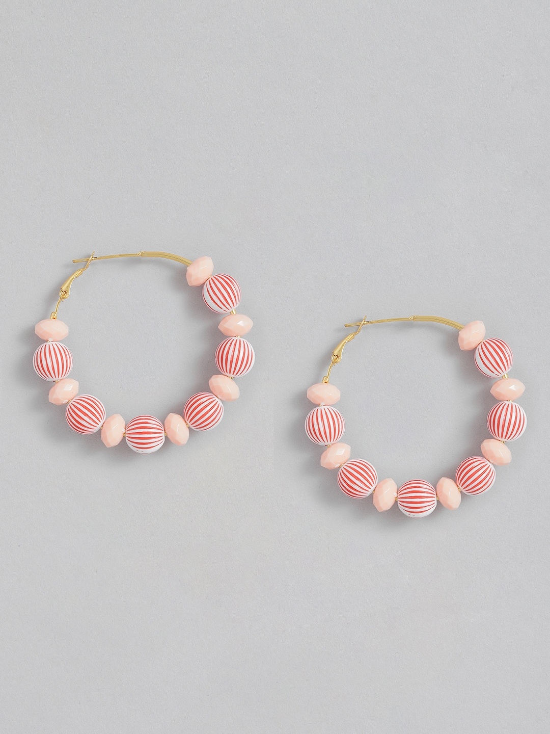 

Sangria Beaded Circular Design Hoop Earrings, Gold