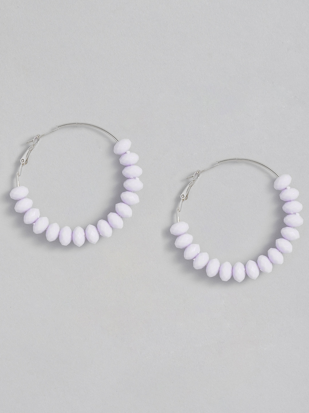 

Sangria Beaded Circular Design Hoop Earrings, Silver