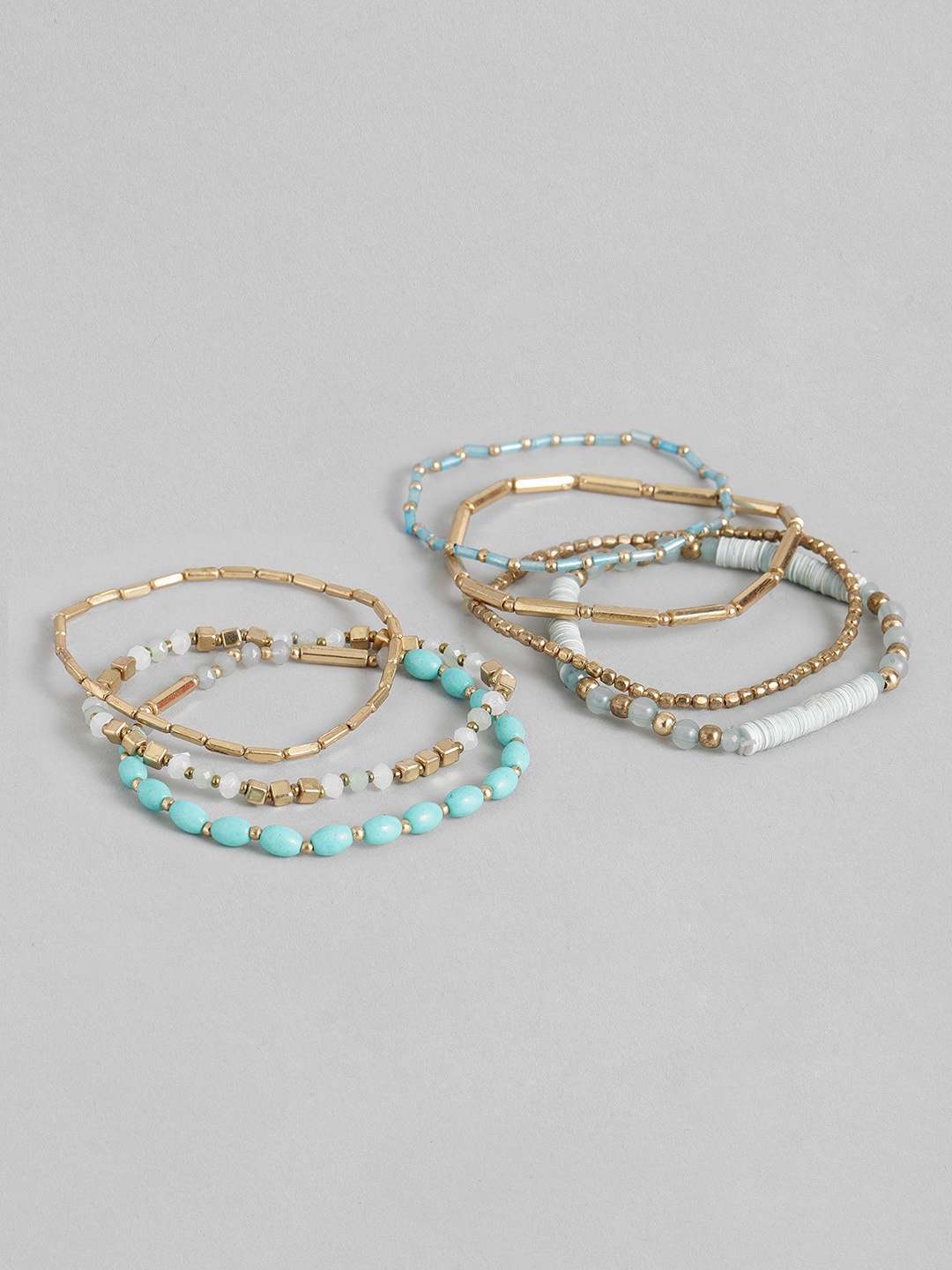 

Sangria Set of 7 Beaded Multistrand Bracelet, Gold