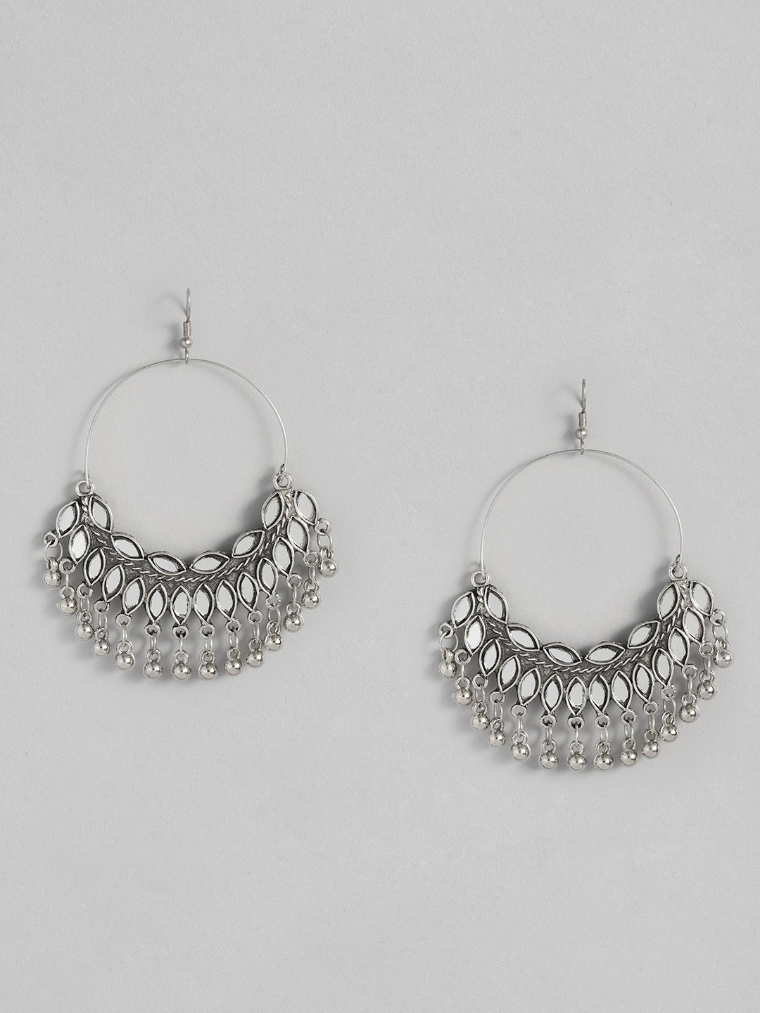 

Sangria Crescent Shaped Chandbalis, Silver
