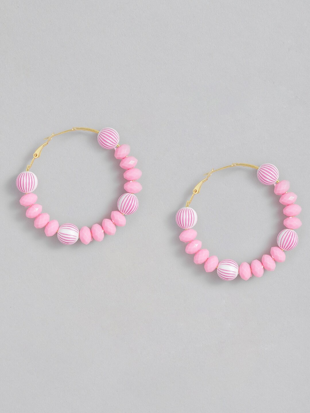 

Sangria Beaded Circular Design Hoop Earrings, Gold