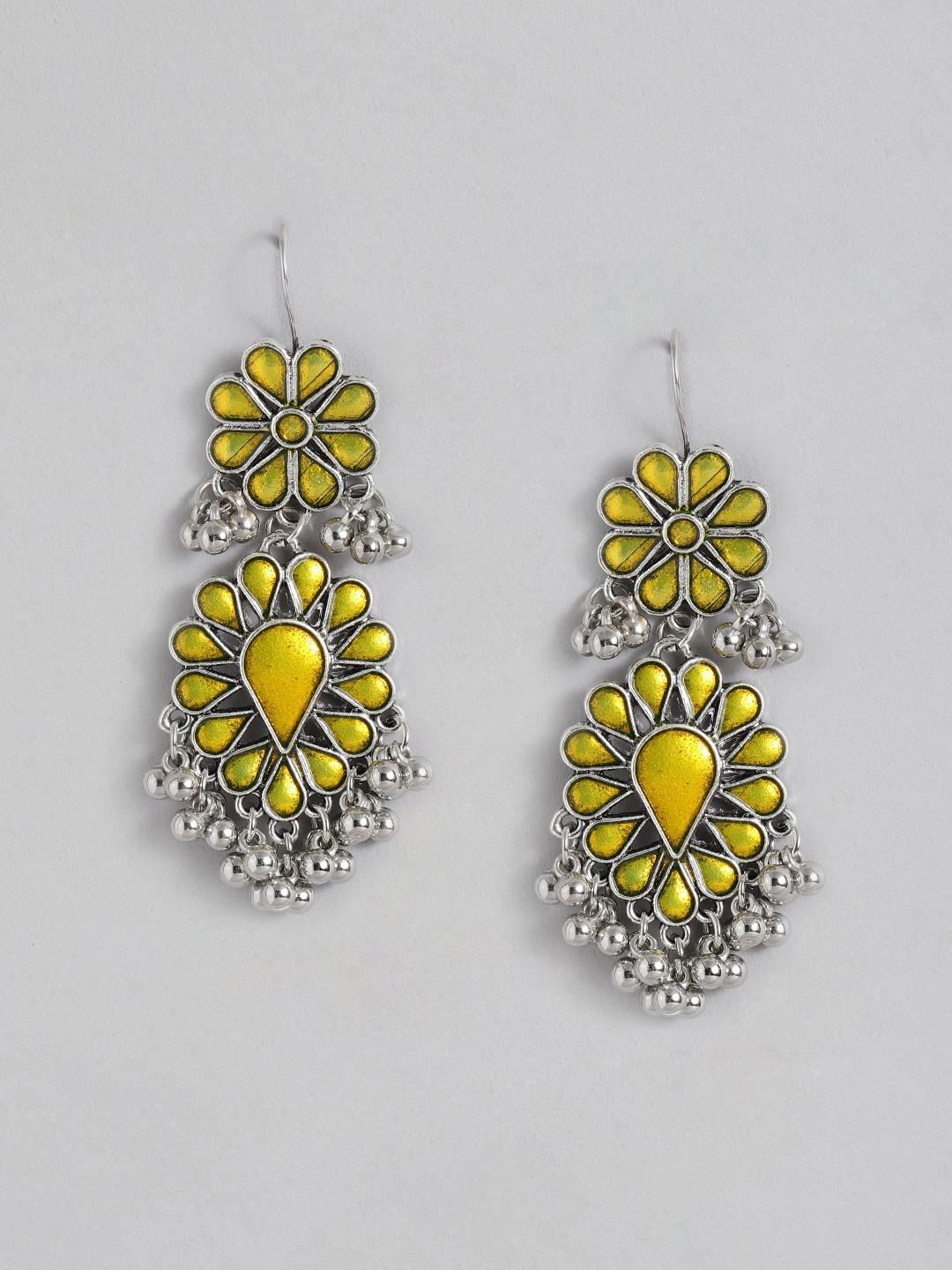 

Sangria Floral Design Enamelled Drop Earrings, Yellow