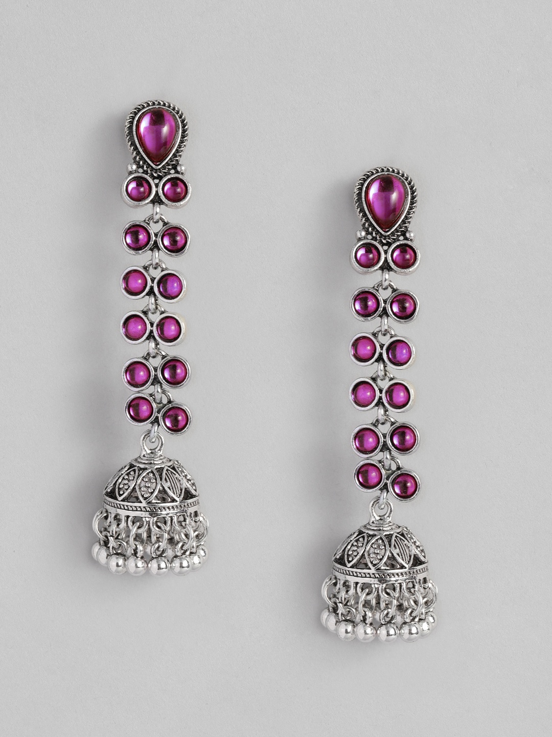 

Sangria Stone Studded Dome Shaped Jhumkas, Purple