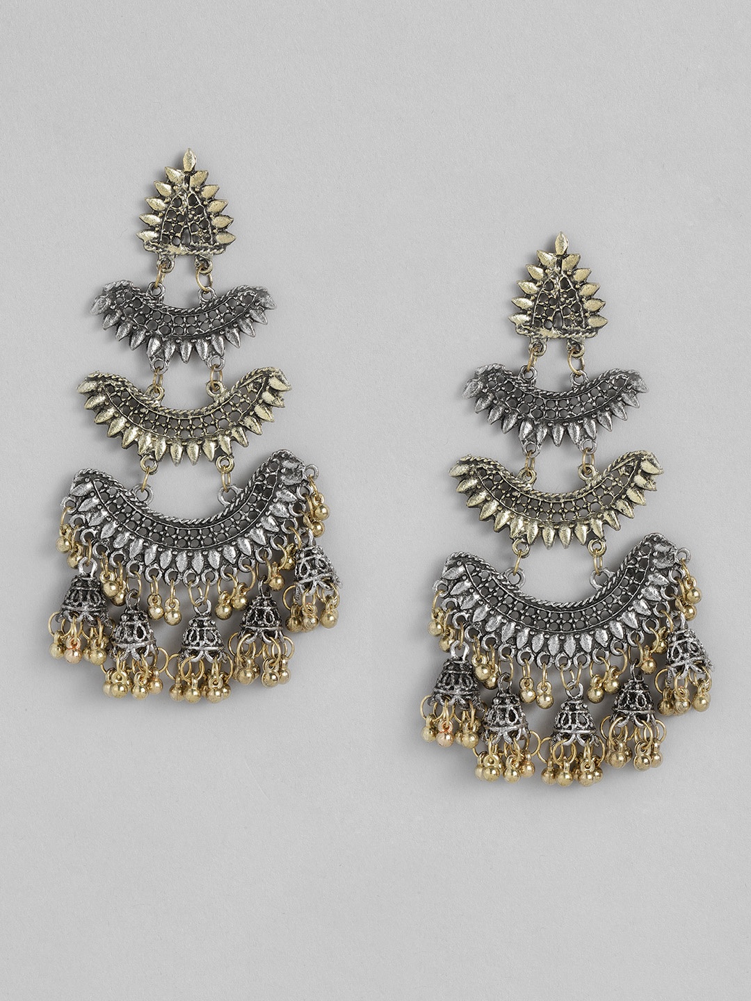 

Sangria Oxidised Dual-Toned Chandbalis, Gold
