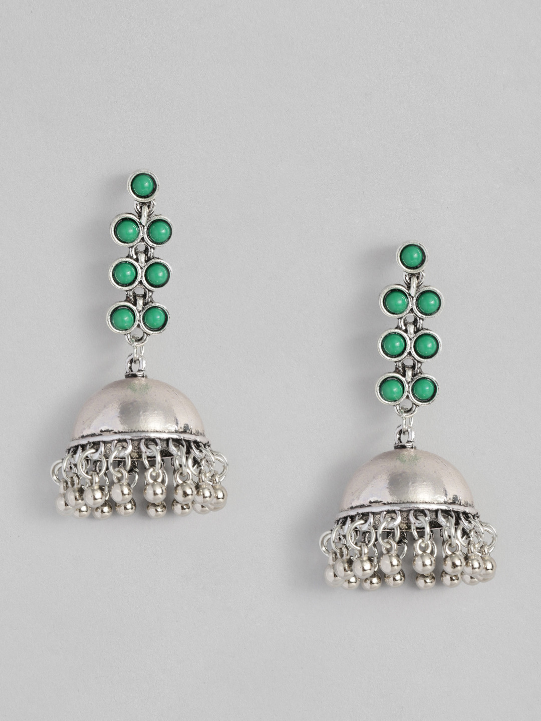 

Sangria Dome Shaped Jhumkas Earrings, Silver