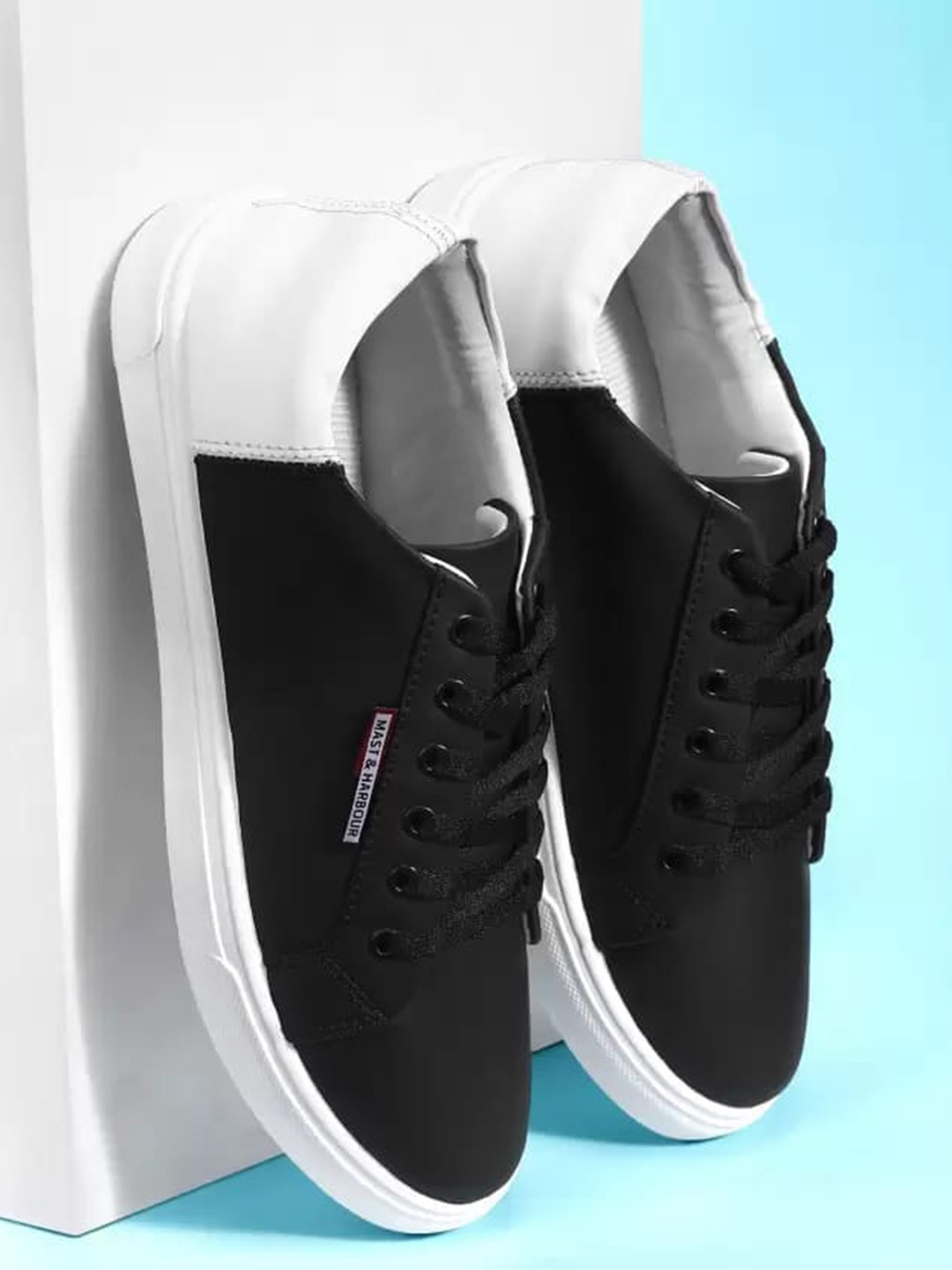 

Mast & Harbour Men Black Colourblocked Sneakers