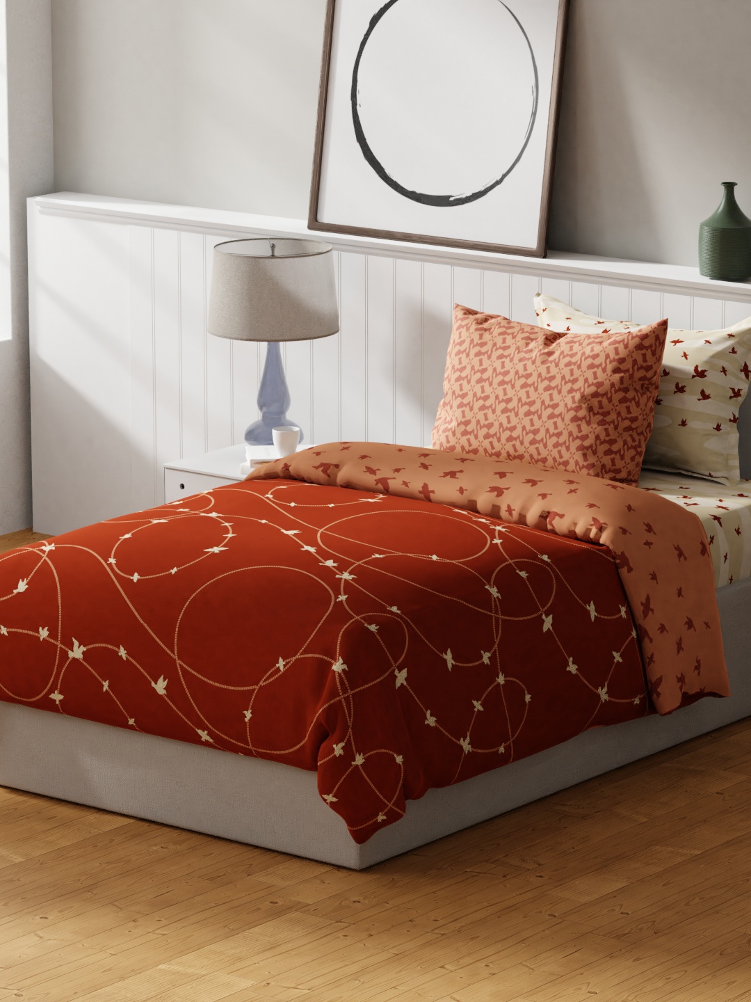 

United Colors of Benetton Red & Blue AC Room 150 GSM Reversible Single Bed Comforter