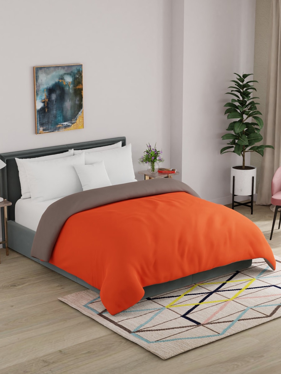 

United Colors of Benetton 150 GSM Reversible Double Comforter, Orange