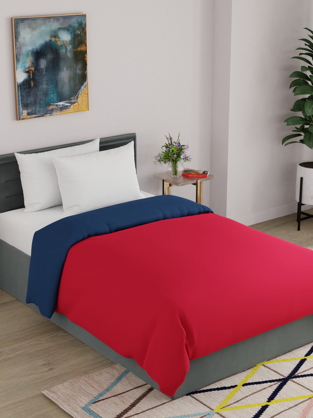 

United Colors of Benetton Red & Blue 150 GSM Reversible Single Bed Comforter