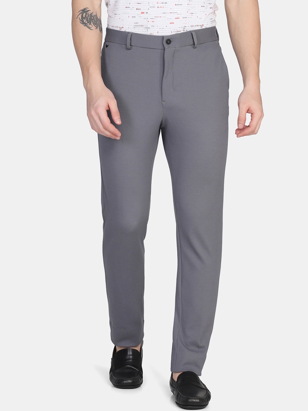 

Blackberrys Men Grey Slim Fit Low-Rise Formal Trouser