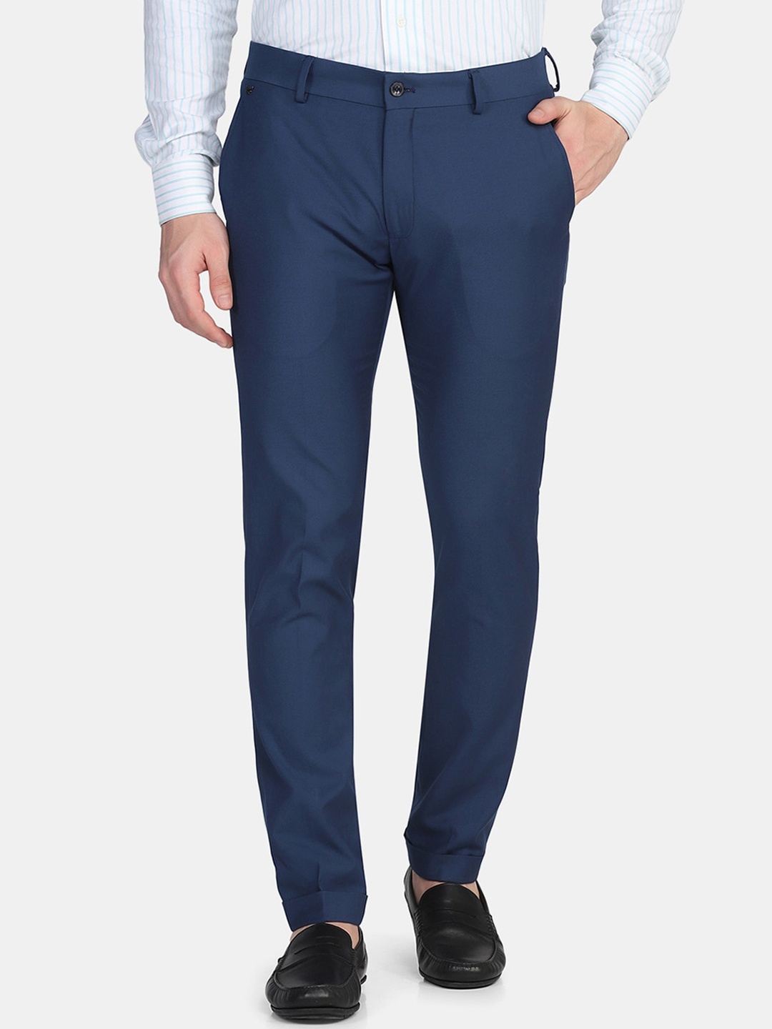 

Blackberrys Men Blue Slim Fit Low-Rise Formal Trouser