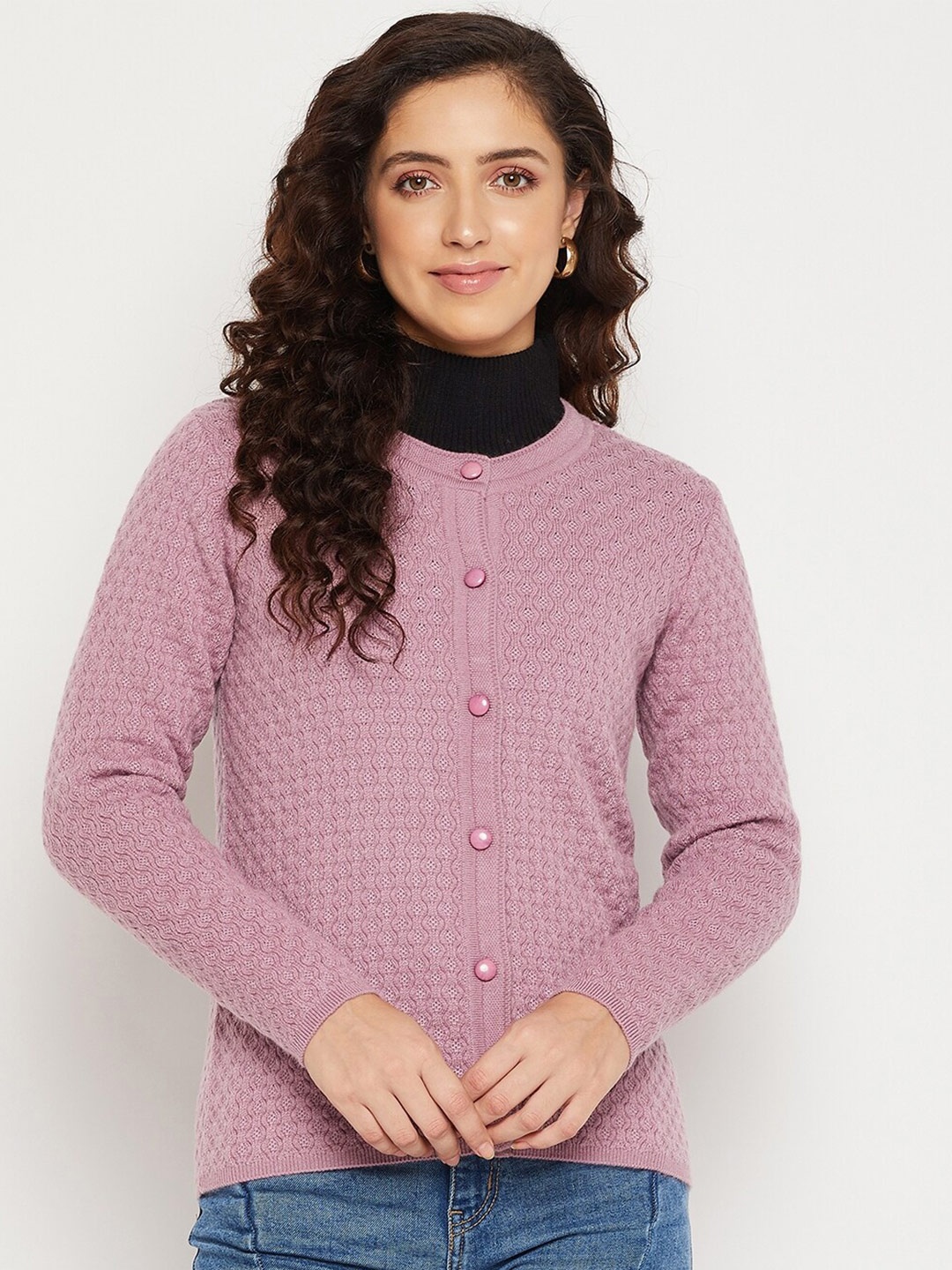 

Madame Women Mauve Cable Knit Cardigan