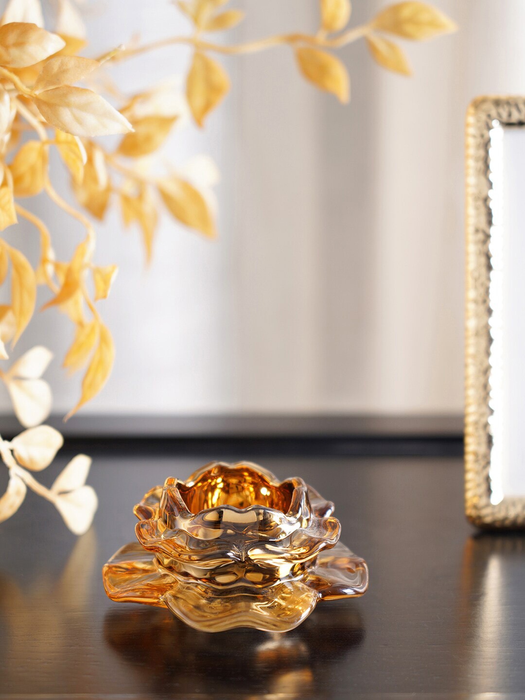 

Pure Home and Living Set of 4 Citrine Brown Tea Light Candle Holder