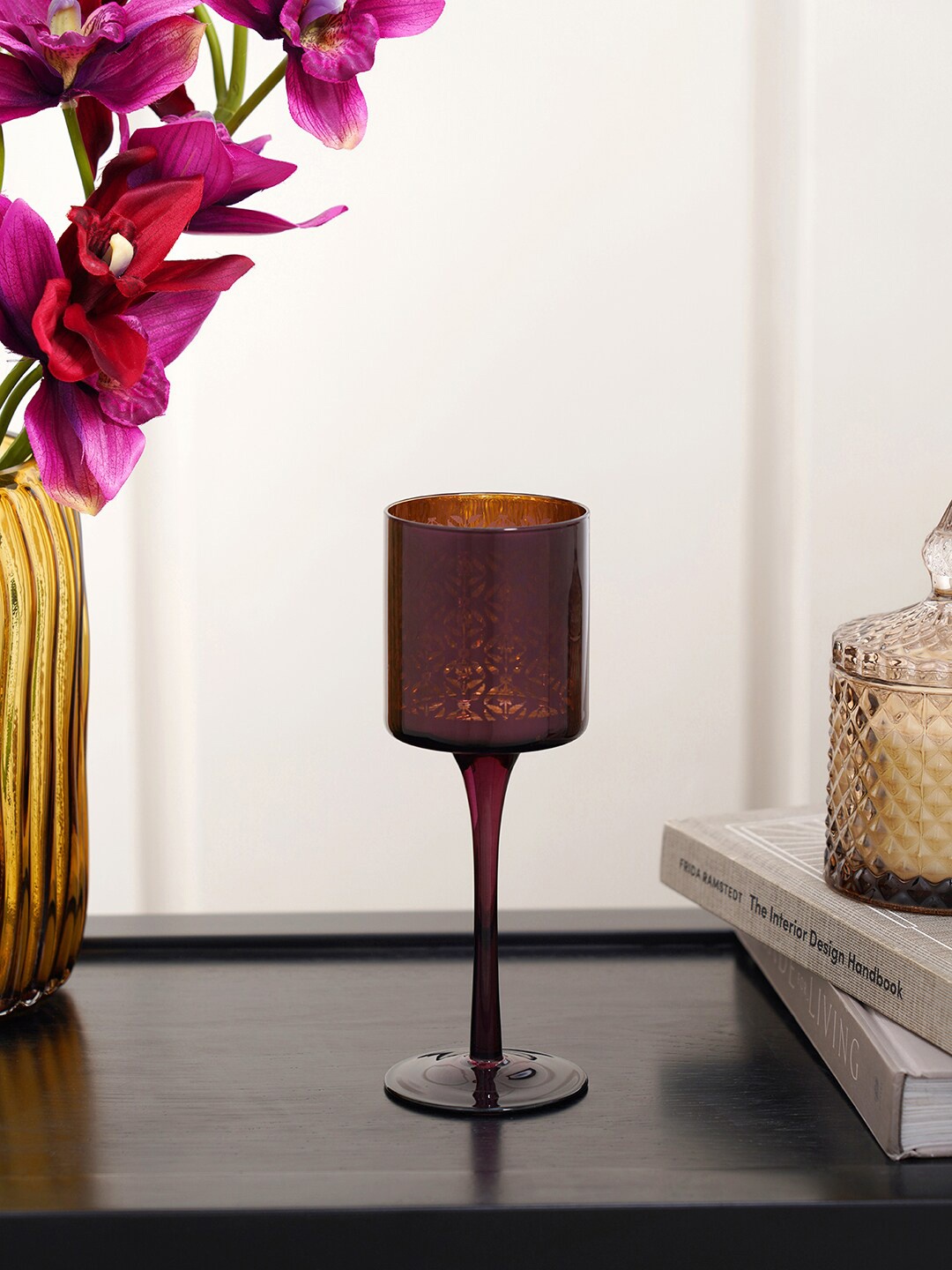 

Pure Home and Living Purple Glass Textured Candle Holders