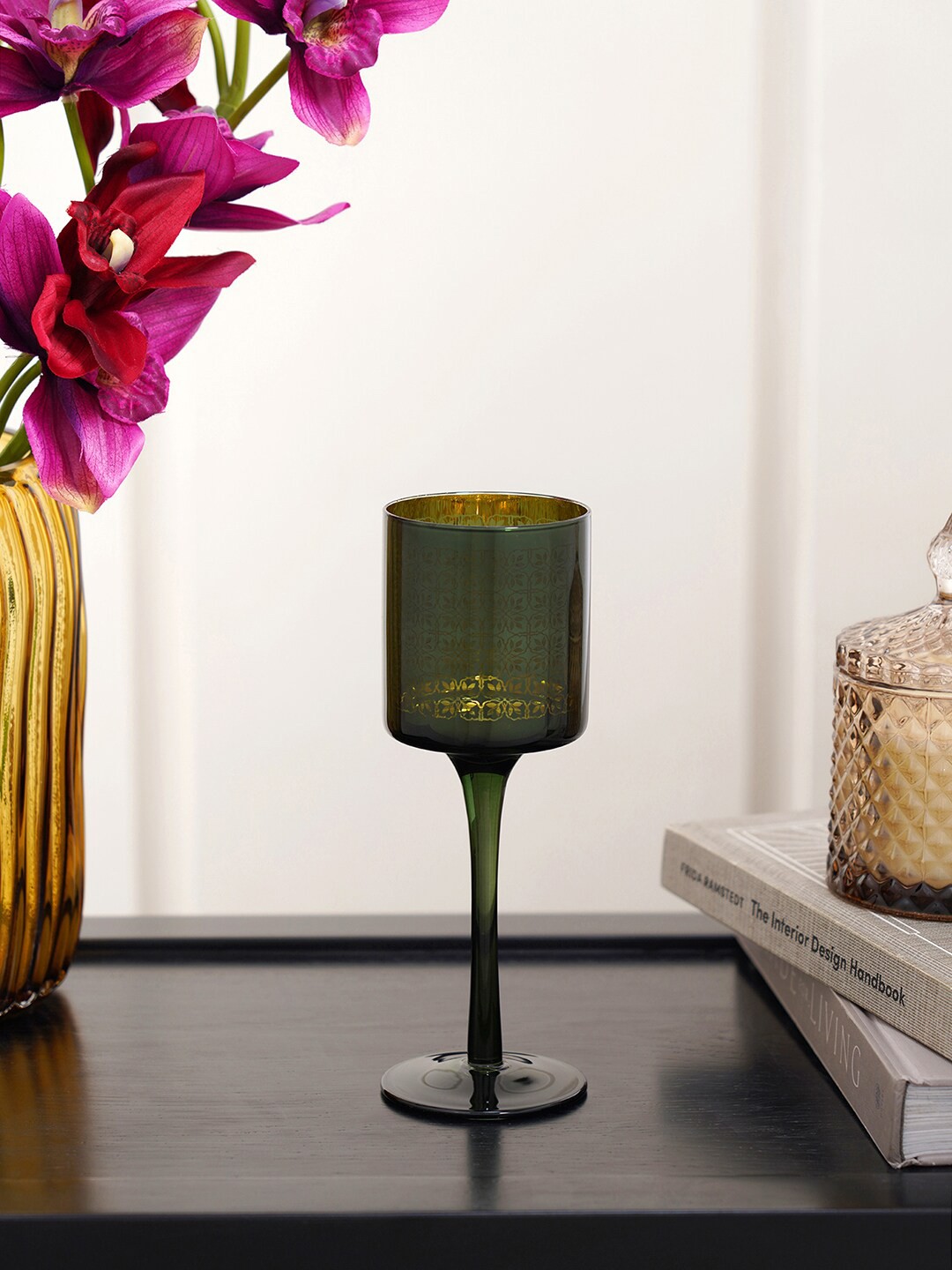 

Pure Home and Living Green Glass Textured Candle Holders