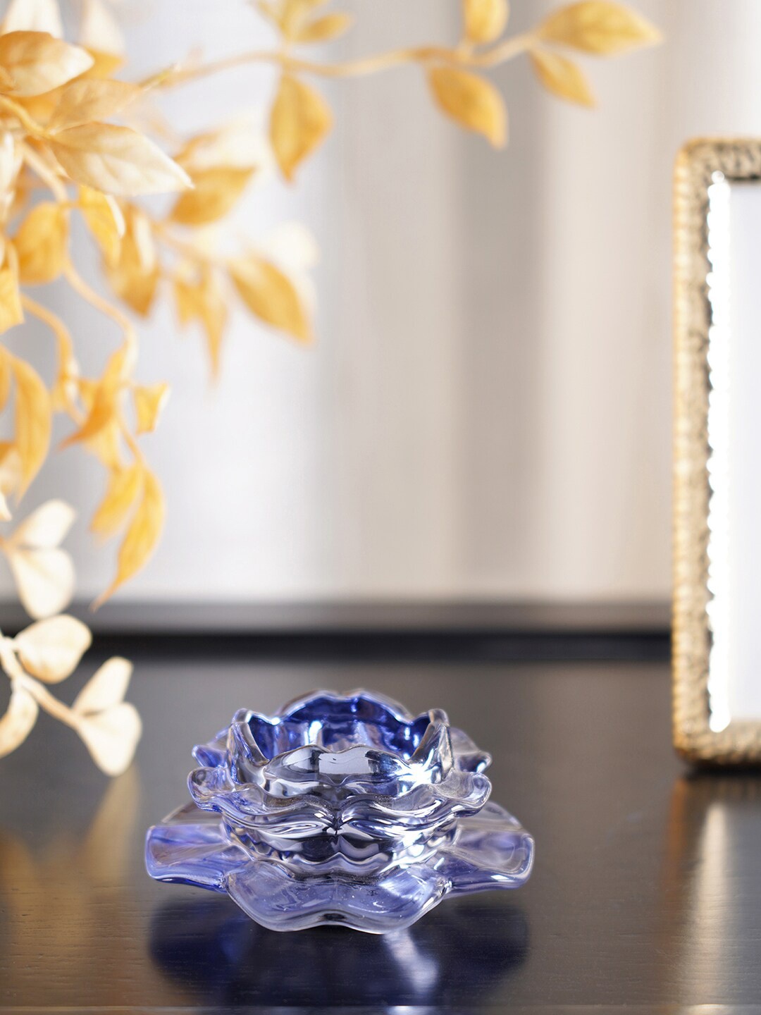 

Pure Home and Living Pack Of 4 Blue Solid Tea-Light Candle Holders