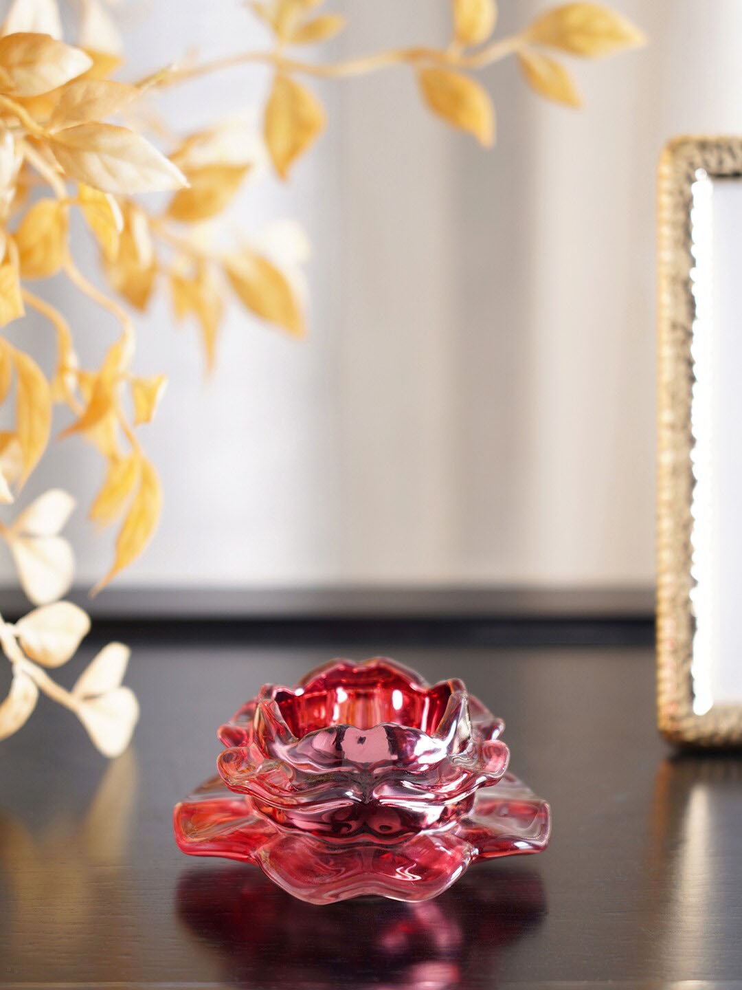 

Pure Home and Living Pack Of 4 Red Solid Tea-Light Candle Holders