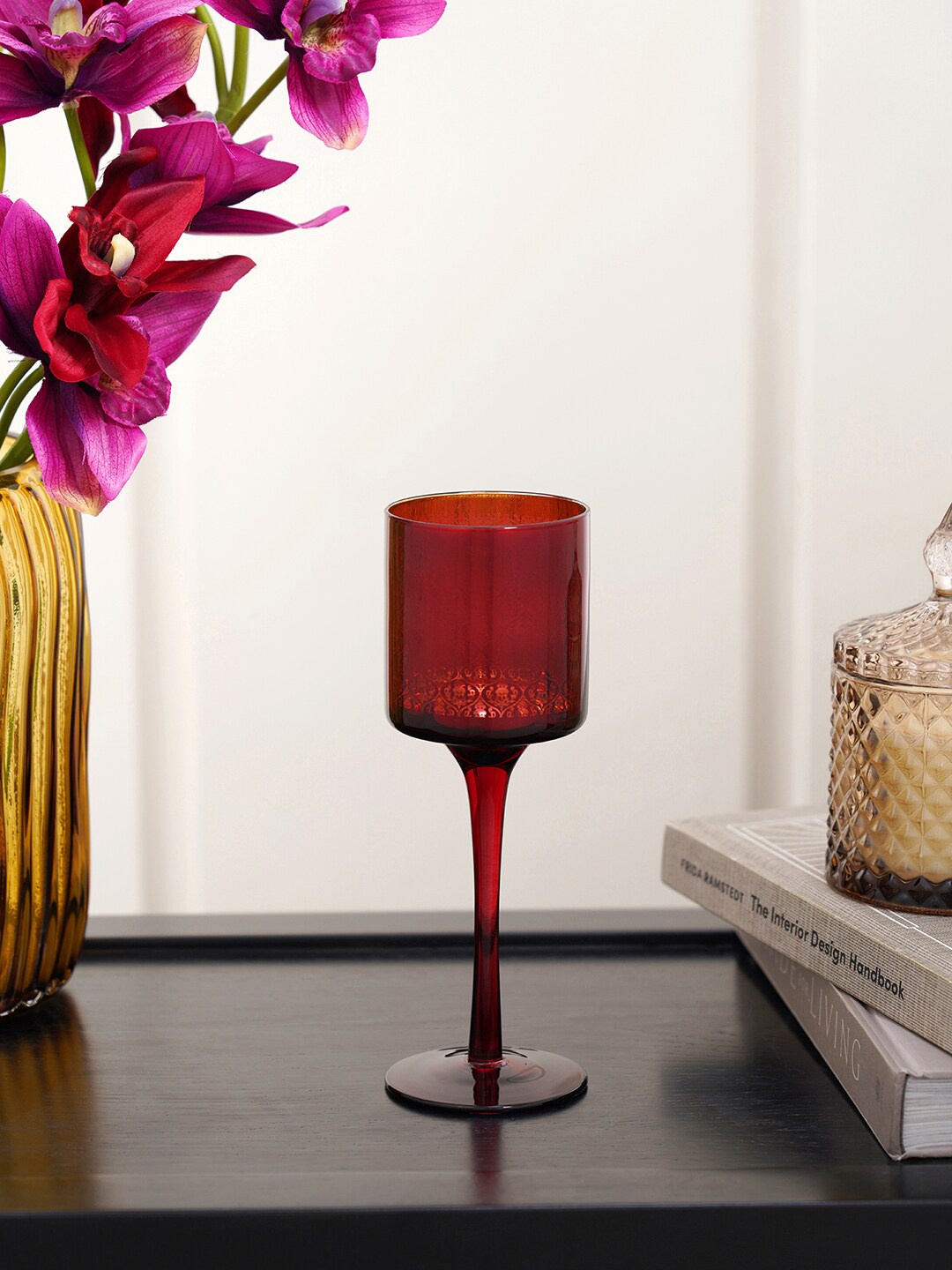 

Pure Home and Living Red Textured Candle Holders
