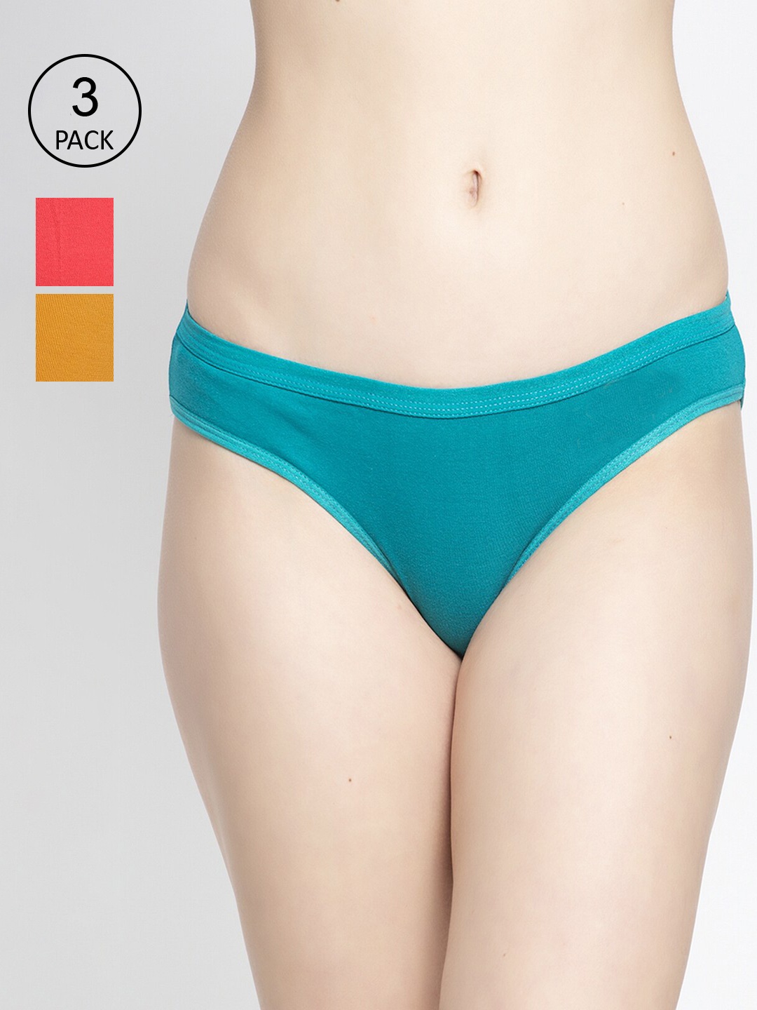 

GRACIT Women Pack Of 3 Solid Cotton Hipster Briefs, Orange
