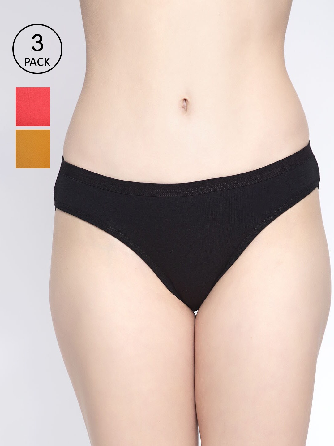 

GRACIT Women Pack Of 3 Solid Seamless Hipster Briefs, Black