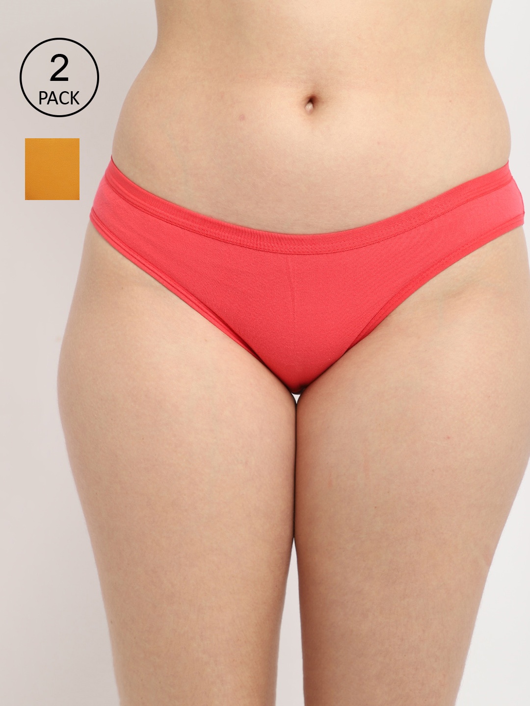 

GRACIT Women Pack Of 2 Solid Hipster BriefsLP35-15-26-S, Orange