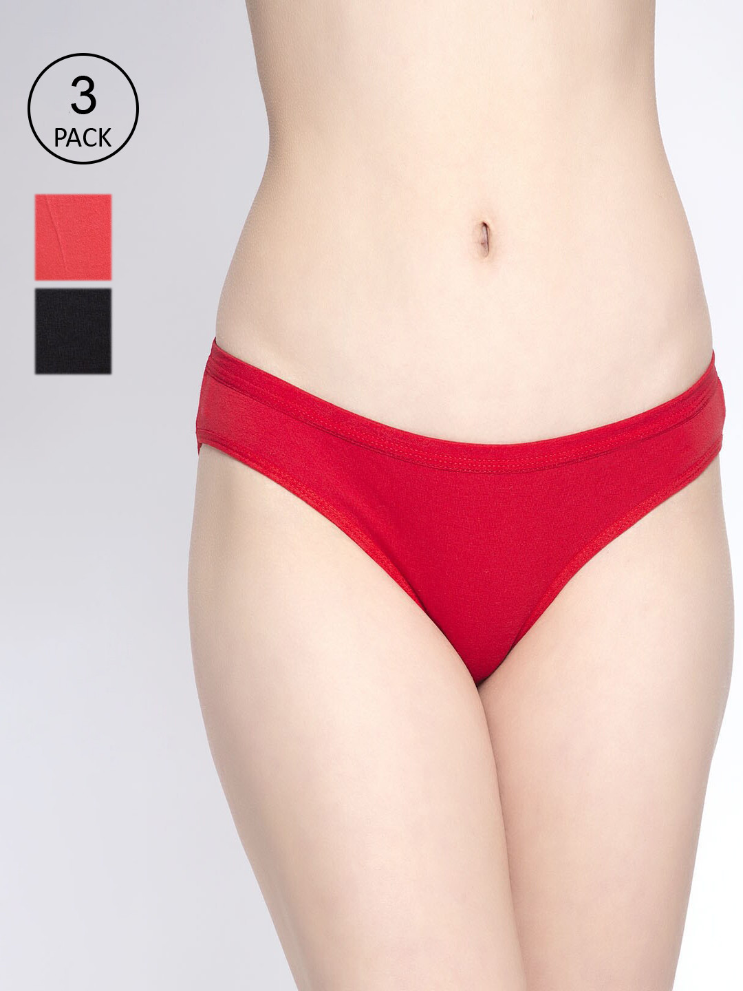 

GRACIT Women Pack Of 3 Solid Hipster Seamless Cotton Briefs, Black