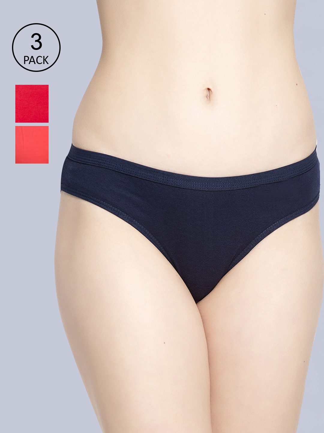 

GRACIT Women Pack Of 3 Solid Bikini Briefs, Red