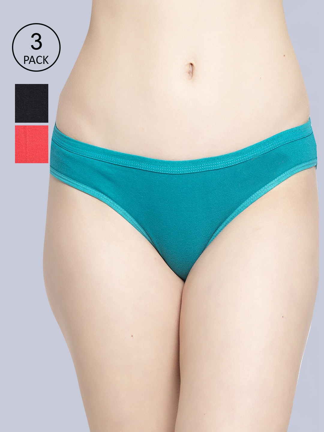 

GRACIT Women Pack Of 3 Solid Cotton Hipster Briefs, Black