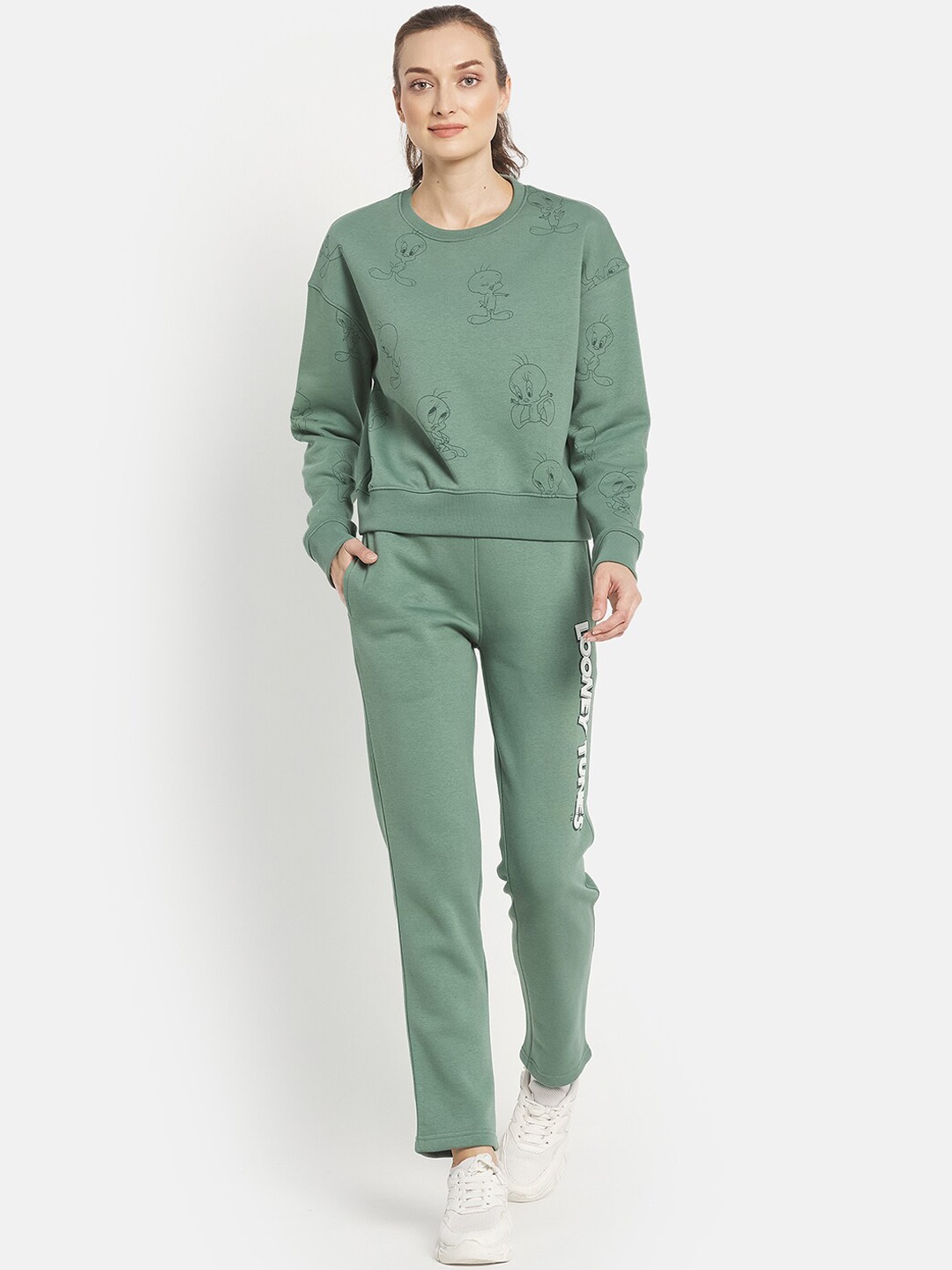 

METTLE Women Olive Green Solid Tracksuits
