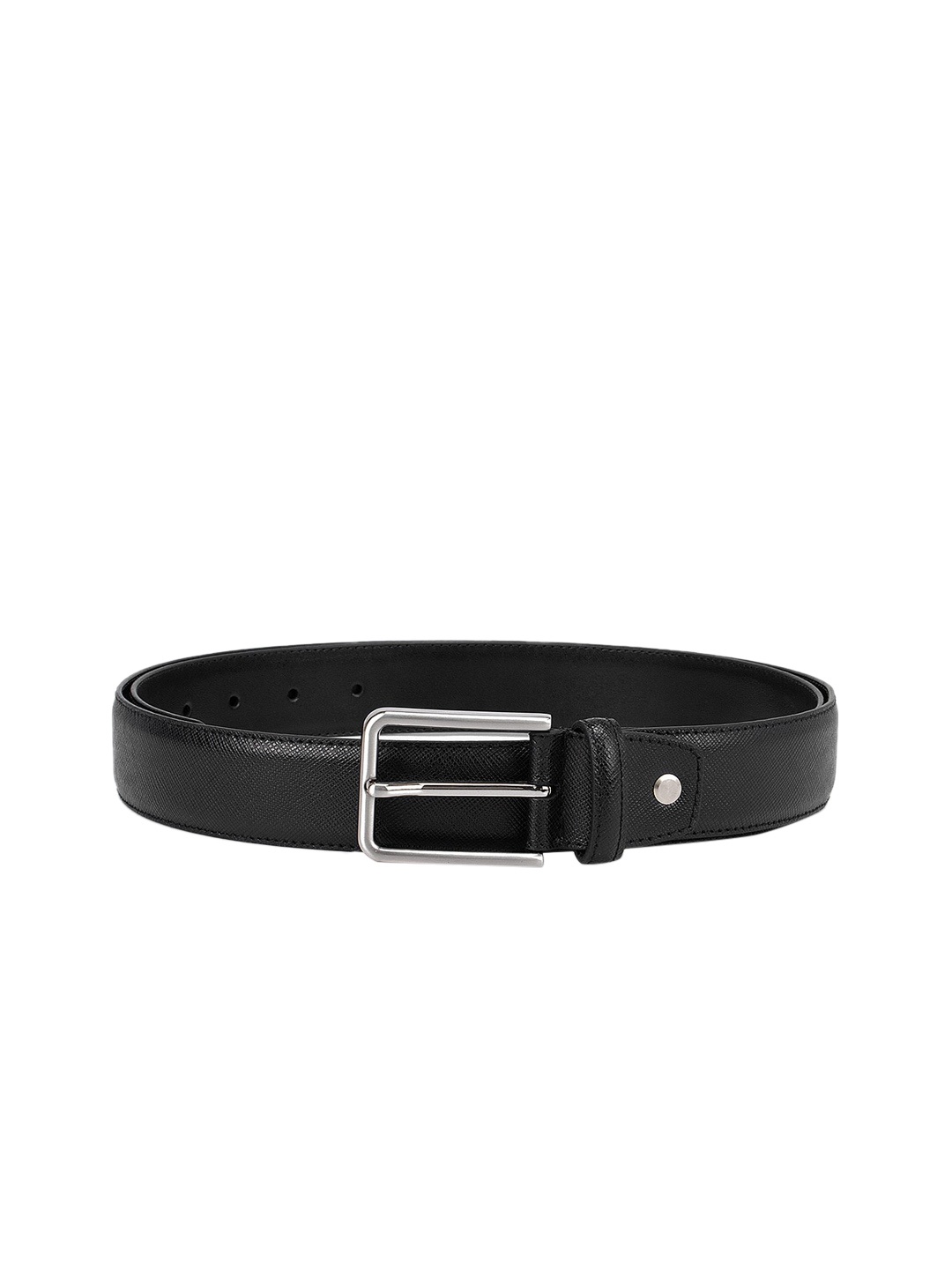 

Da Milano Men Black Textured Leather Formal Belt