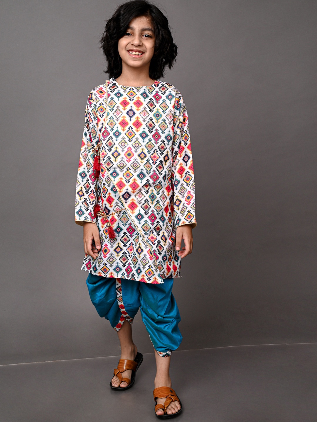 

VESHAM Boys Printed Kurta with Dhoti Pant, Multi