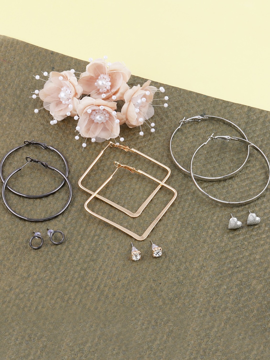 

Silver Shine Women Set of 6 Earrings, Multi